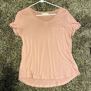 Pink Rose, pink short sleeve shirt with pocket, size small